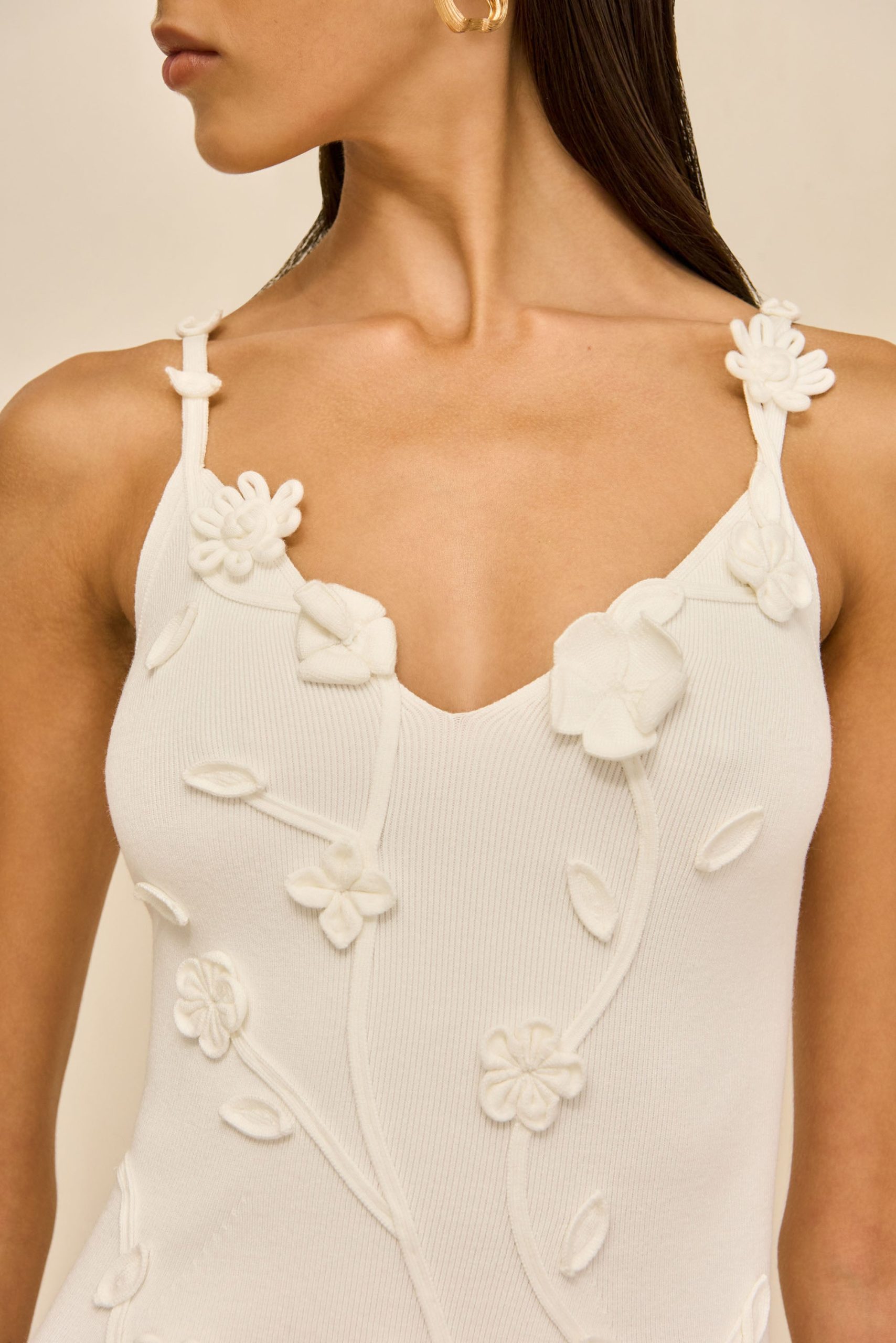 FLORA KNIT DRESS - OFF WHITE - Image 2
