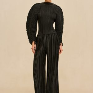 STACIE PANT - BLACK PLISSÉ