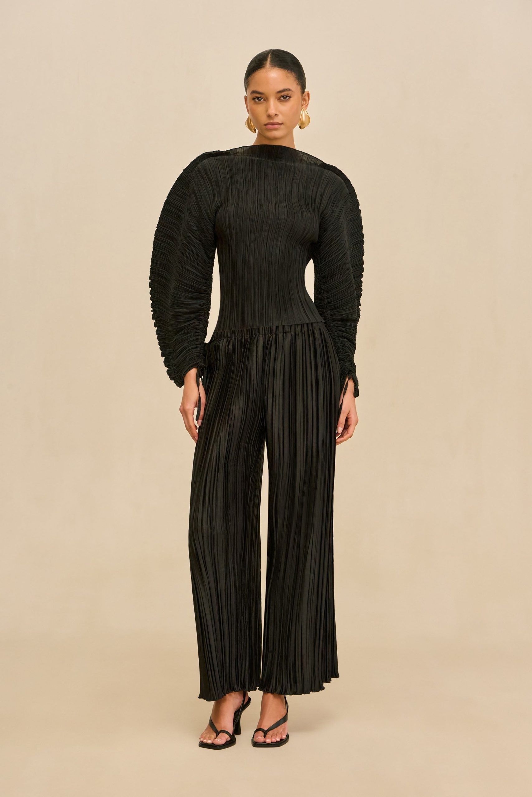 STACIE PANT - BLACK PLISSÉ