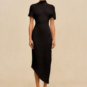 CHRYSTA KNIT DRESS - BLACK
