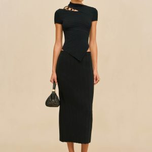 MARLINE KNIT SKIRT - BLACK