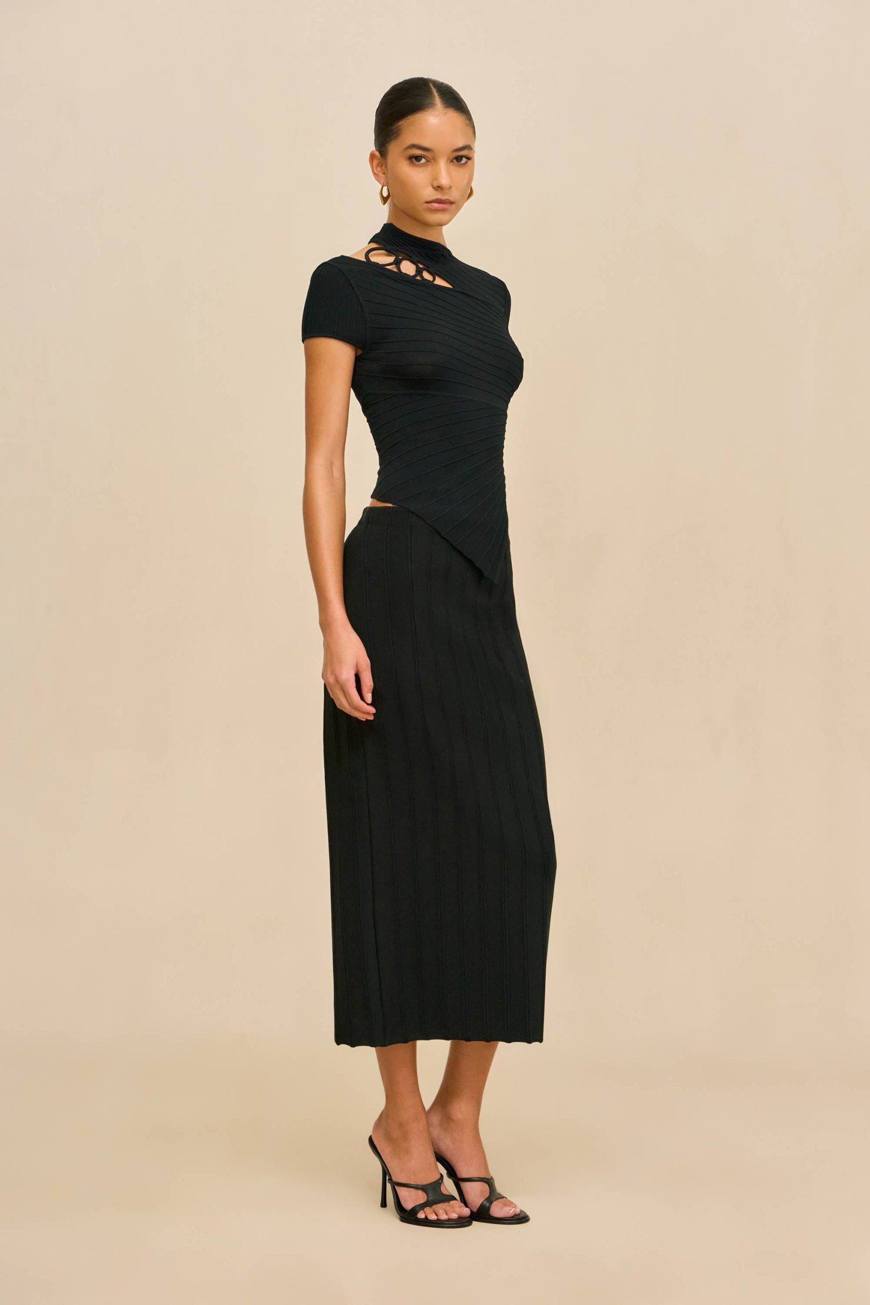 MARLINE KNIT SKIRT - BLACK - Image 3