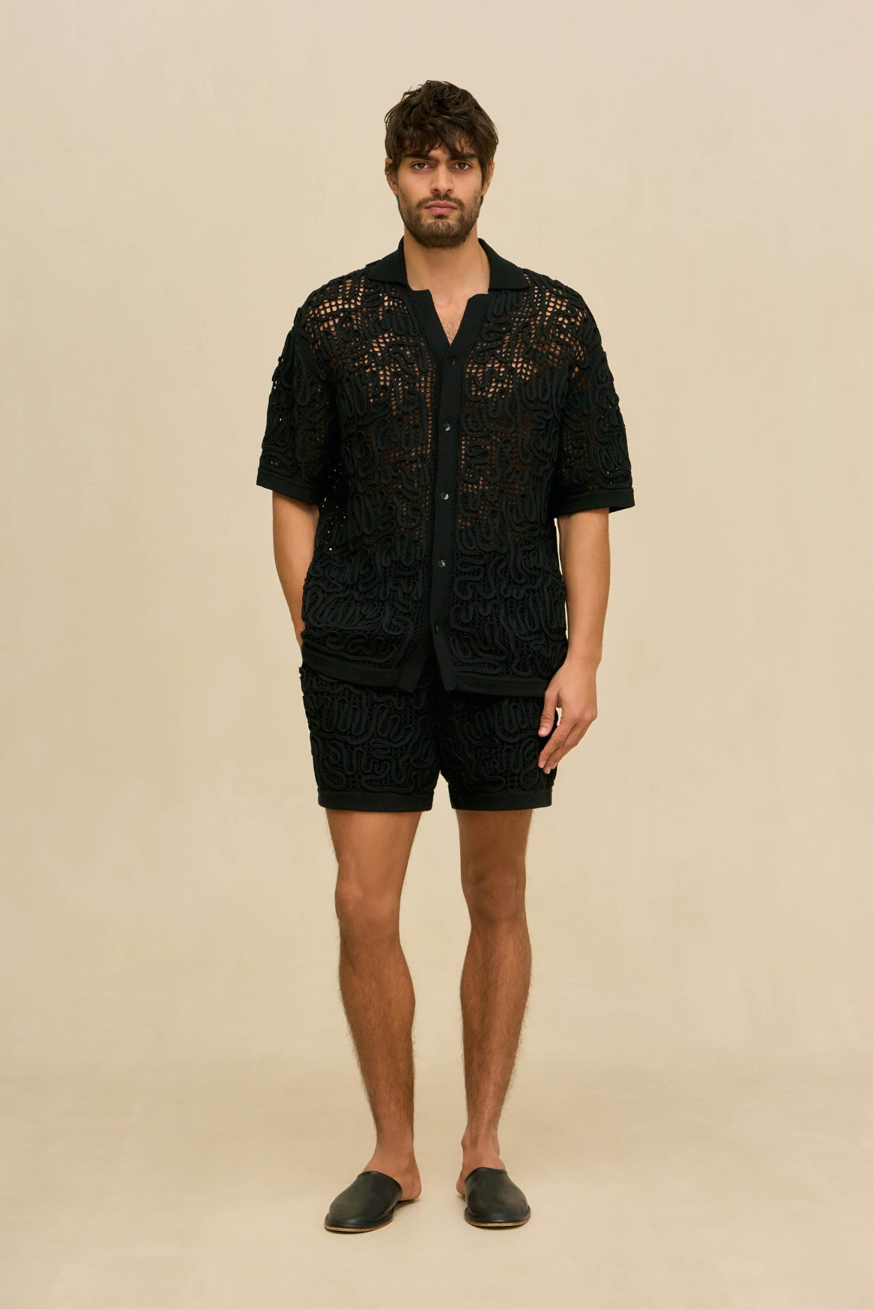 BOHOL CROCHET SHIRT - BLACK - Image 2