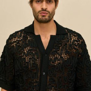 BOHOL CROCHET SHIRT - BLACK