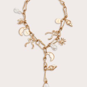 ASTRID CHARM NECKLACE - BRUSHED BRASS