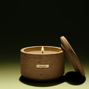 TRAVERTINE VESSEL & CANDLE