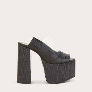 ZIGGY PLATFORM - BLACK RAFFIA