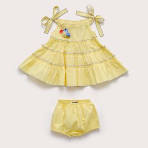 BABY LEILAH DRESS & BLOOMER - DAFFODIL