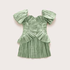 KIDS CHARLIQUE DRESS - SPEARMINT METALLIC
