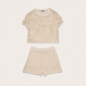 KIDS ILEANA TOP & BOTTOM SET - OFF WHITE