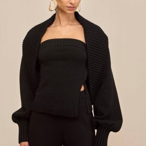 COREY KNIT CARDIGAN - BLACK