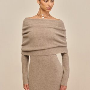 CARLINE KNIT DRESS - TOAST