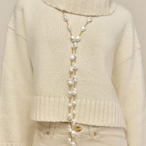 VANA LARIAT NECKLACE - PEARL