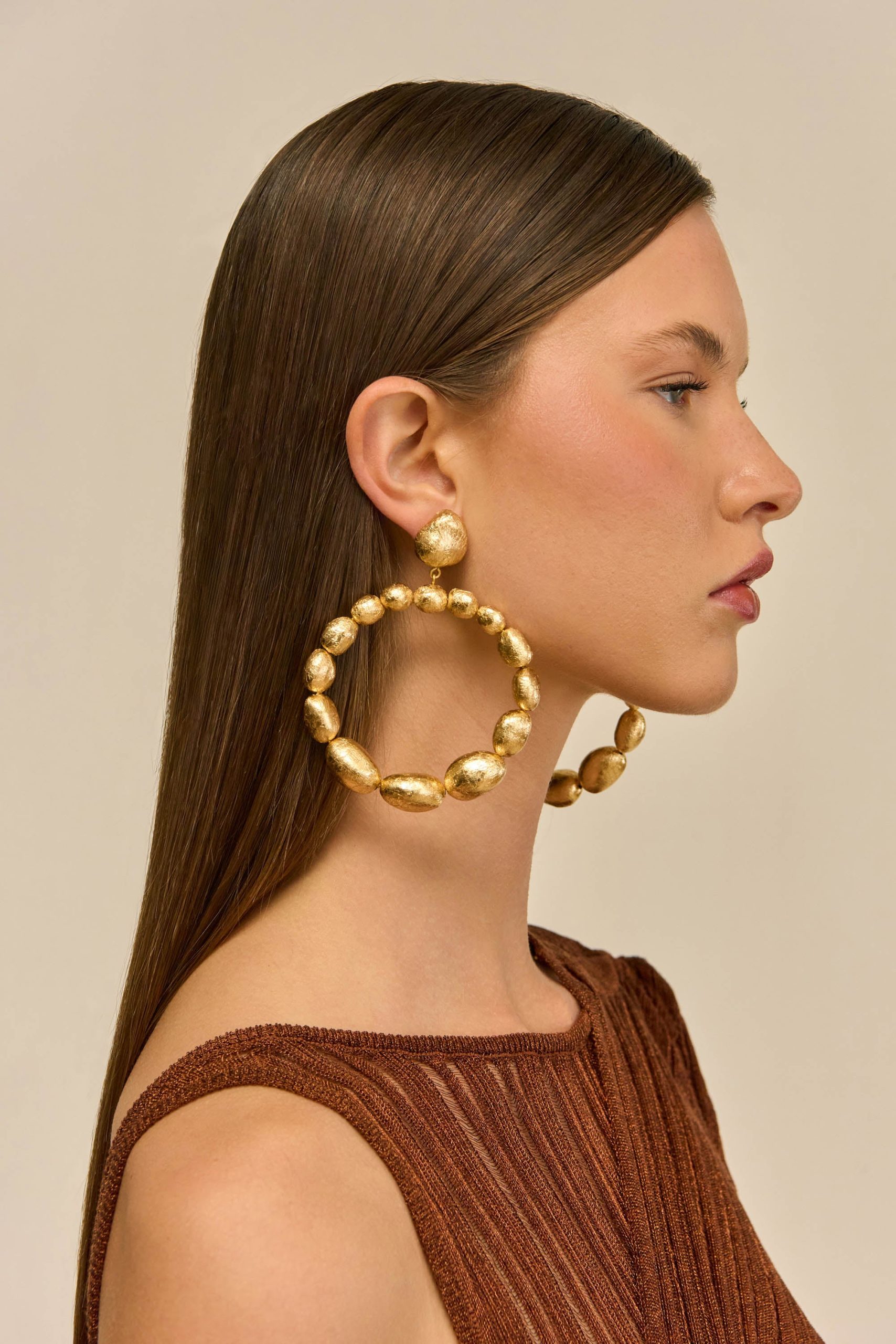 SIRA EARRING - GOLD FOILED WOOD - Image 2